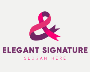 Pink Ribbon Ampersand logo design