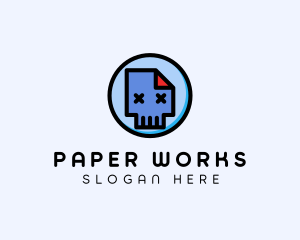 Skull Paper Document  logo design