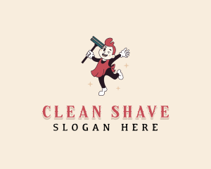 Squeegee Janitress Cleaning logo design