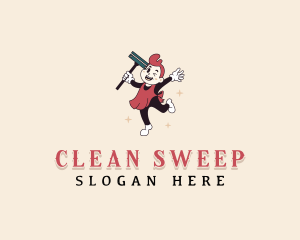 Squeegee Janitress Cleaning logo design