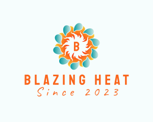 Heating Cooling Sun logo design