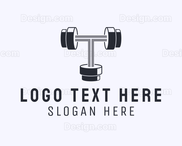 Fitness Dumbbell Letter T Logo