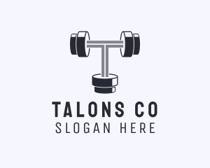 Fitness Dumbbell Letter T logo design