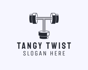 Fitness Dumbbell Letter T logo design