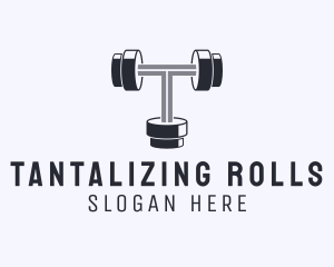 Fitness Dumbbell Letter T logo design