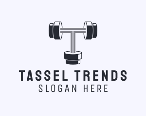 Fitness Dumbbell Letter T logo design