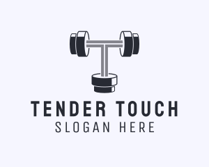 Fitness Dumbbell Letter T logo design