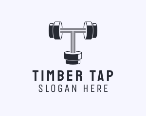 Fitness Dumbbell Letter T logo design