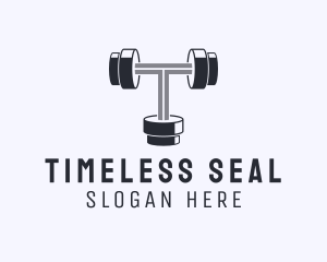 Fitness Dumbbell Letter T logo design