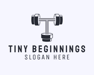 Fitness Dumbbell Letter T logo design