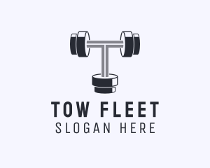 Fitness Dumbbell Letter T logo design