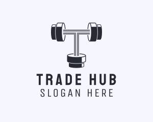 Fitness Dumbbell Letter T logo design