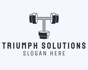 Fitness Dumbbell Letter T logo design