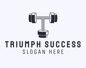 Fitness Dumbbell Letter T logo design