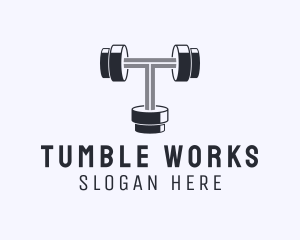 Fitness Dumbbell Letter T logo design