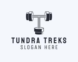 Fitness Dumbbell Letter T logo design