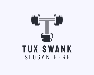 Fitness Dumbbell Letter T logo design