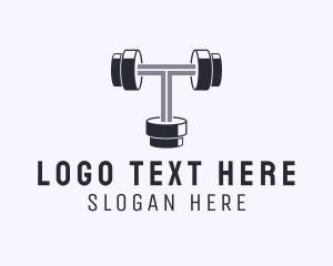 Powerlifting - Fitness Dumbbell Letter T logo design