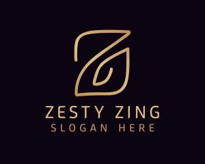 Gold Calligraphy Letter Z logo design