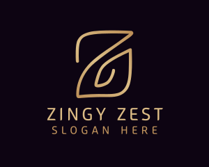 Gold Calligraphy Letter Z logo design