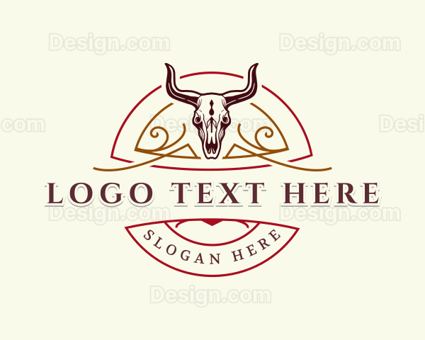 Bull Skull Horn Logo