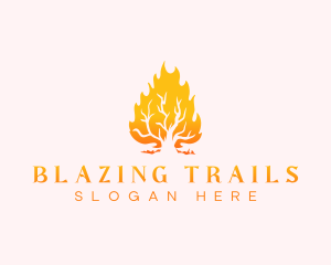 Tree Fire Burning logo design