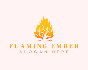 Tree Fire Burning logo design