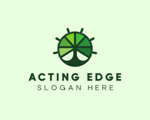 Green Steering Wheel Tree logo design