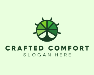 Green Steering Wheel Tree logo design