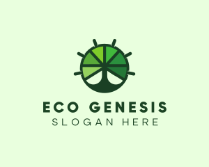 Green Steering Wheel Tree logo design