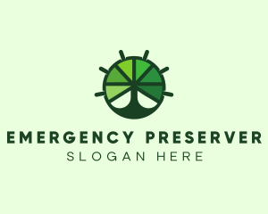 Green Steering Wheel Tree logo design