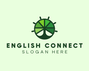 Green Steering Wheel Tree logo design