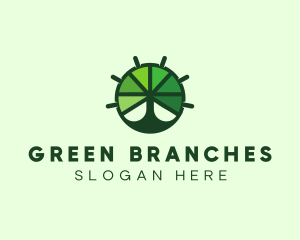 Green Steering Wheel Tree logo design