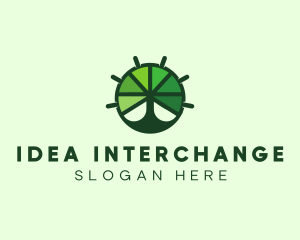 Green Steering Wheel Tree logo design