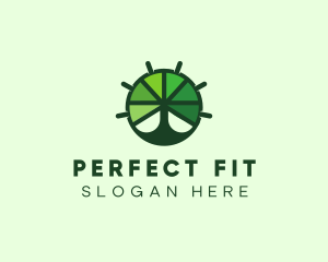 Green Steering Wheel Tree logo design