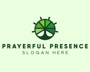 Green Steering Wheel Tree logo design