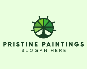 Green Steering Wheel Tree logo design