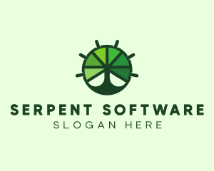 Green Steering Wheel Tree logo design