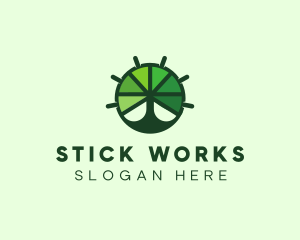 Green Steering Wheel Tree logo design