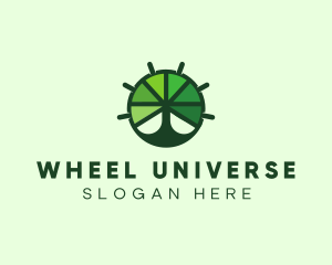 Green Steering Wheel Tree logo design