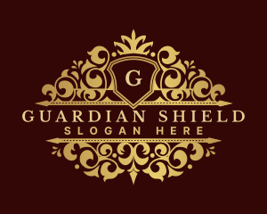 Decorative Shield Crown logo design