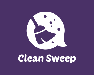 Chat Broom Cleaning logo design