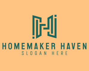 Geometric Maze Letter H logo design