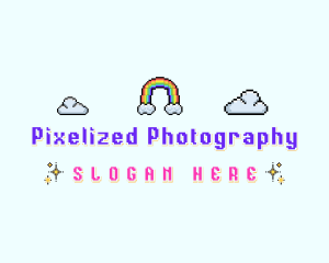 Pixelated Rainbow Sky logo design