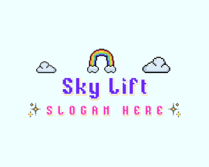 Pixelated Rainbow Sky logo design