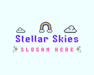 Pixelated Rainbow Sky logo design