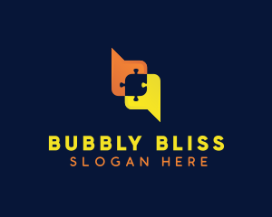 Puzzle Chat Bubble logo design