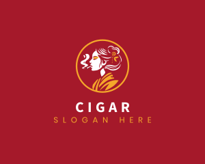 Asian Smoking Woman logo design