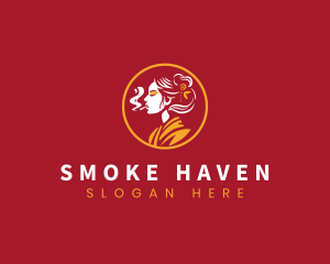 Asian Smoking Woman logo design