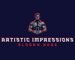 Athlete Muscle Man logo design